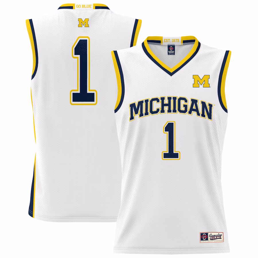 #1 Michigan Wolverines GameDay Greats Unisex Lightweight Basketball Jersey - White - Ujersey