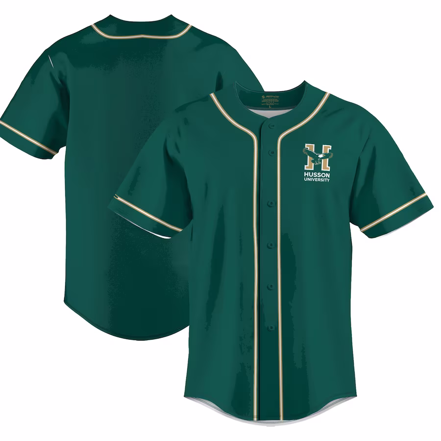 Husson University Eagles ProSphere Youth  Baseball Jersey - Green - Ujersey