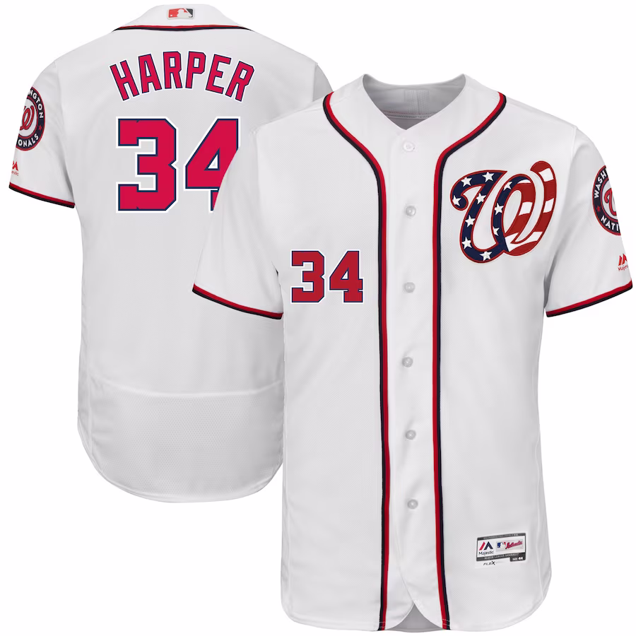 Men's Washington Nationals Bryce Harper Majestic White 2017 Flex Base Authentic Jersey - Ujersey