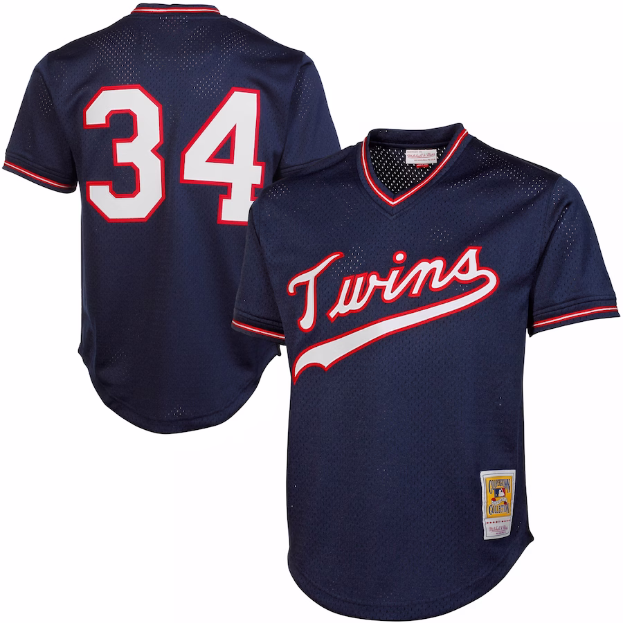 Men's Minnesota Twins Kirby Puckett Mitchell & Ness Navy 1985 Authentic Cooperstown Collection Mesh Batting Practice Jersey - Ujersey