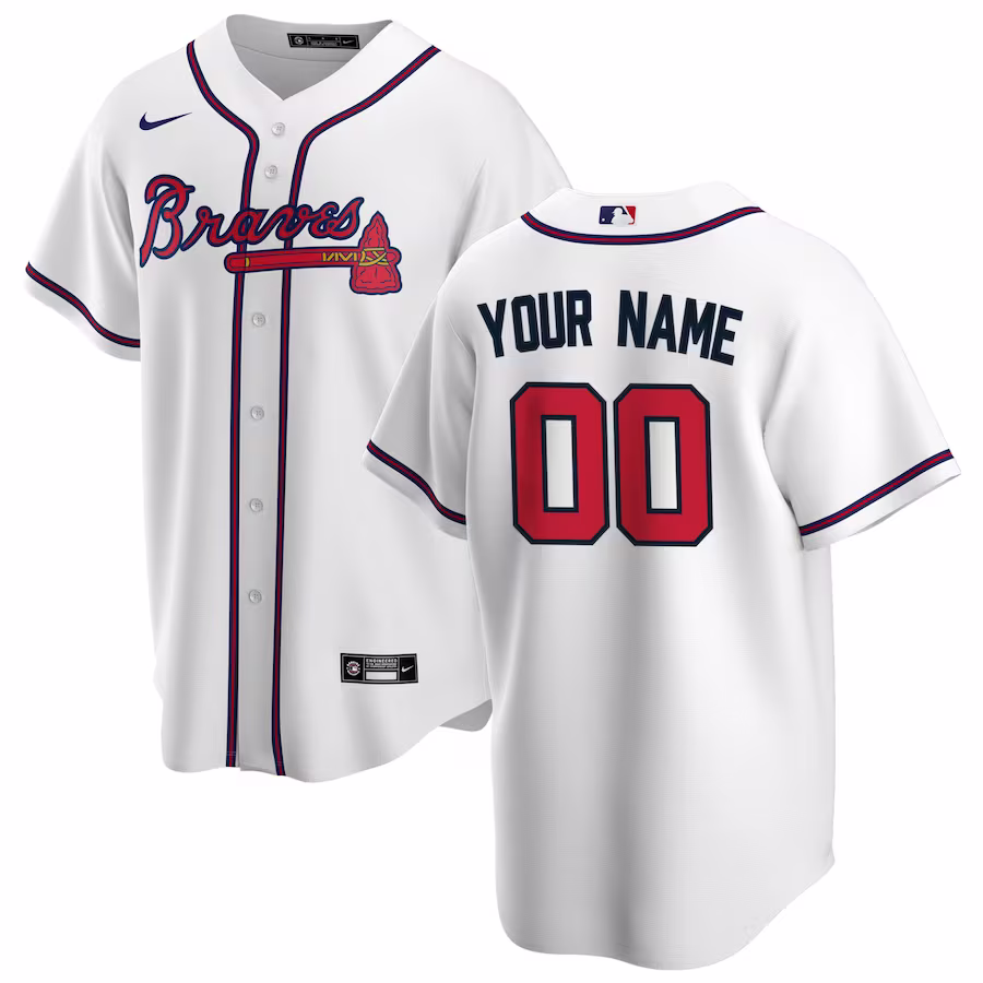 Men's Atlanta Braves Nike White Home Replica Custom Jersey - Ujersey