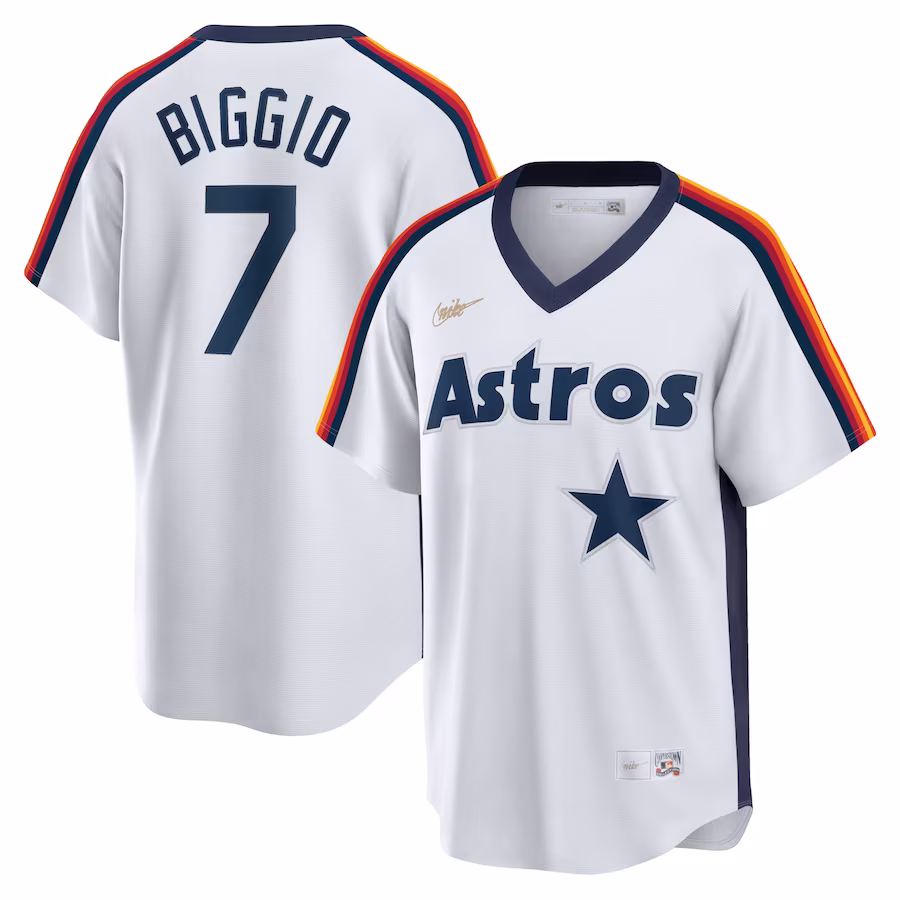 Men's Houston Astros Craig Biggio Nike White Home Cooperstown Collection Logo Player Jersey - Ujersey