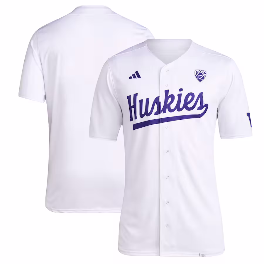 Washington Huskies adidas Team Baseball Jersey - White - Ujersey
