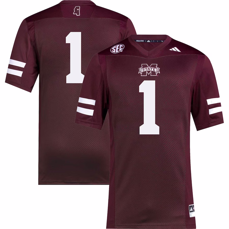 #1 Mississippi State Bulldogs adidas Premier Football Jersey - Maroon - Ujersey