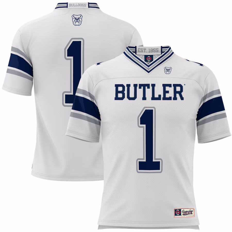 #1 Butler Bulldogs GameDay Greats Football Jersey - White - Ujersey