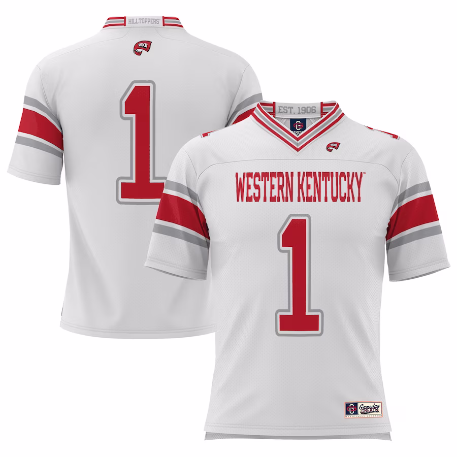 #1 Western Kentucky Hilltoppers GameDay Greats Endzone Football Jersey - White - Ujersey