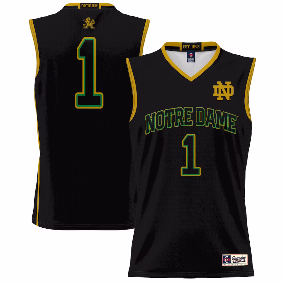 #1 Notre Dame Fighting Irish GameDay Greats Youth Lightweight Basketball Jersey - Black - Ujersey