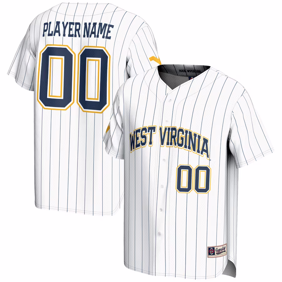 West Virginia Mountaineers GameDay Greats NIL Pick-A-Player Lightweight Baseball Jersey - White - Ujersey