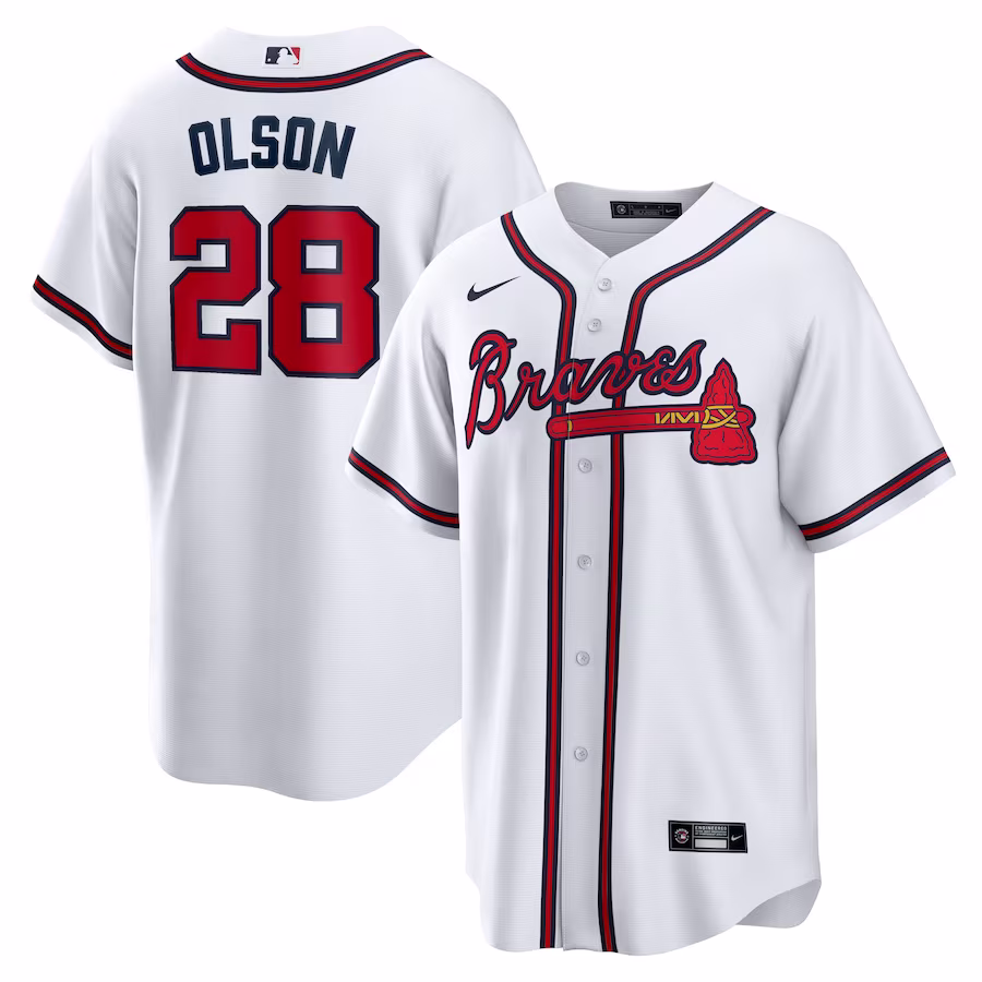Men's Atlanta Braves Matt Olson Nike White Home Replica Player Jersey - Ujersey