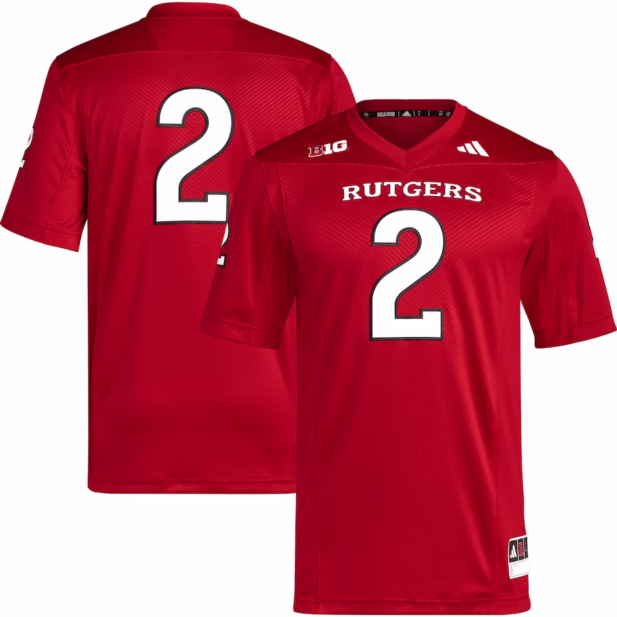 #2 Rutgers Scarlet Knights adidas Premier Football Jersey - Scarlet - Ujersey