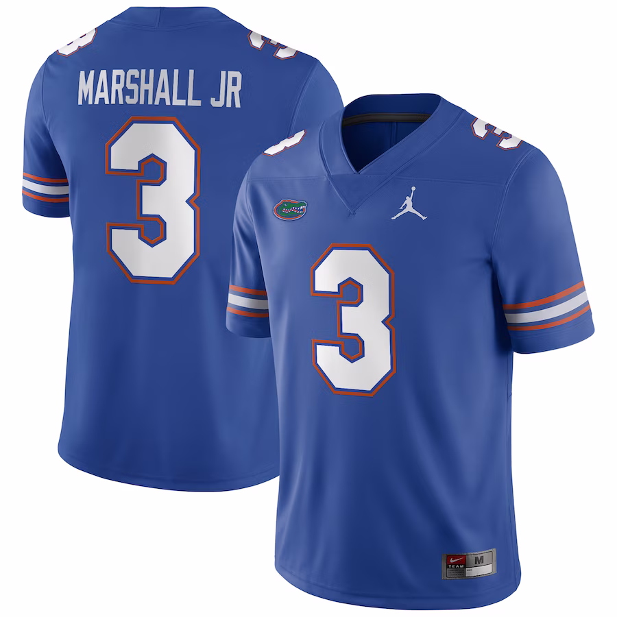 Jason Marshall Jr. Florida Gators Nike NIL Football Game Jersey - Royal - Ujersey