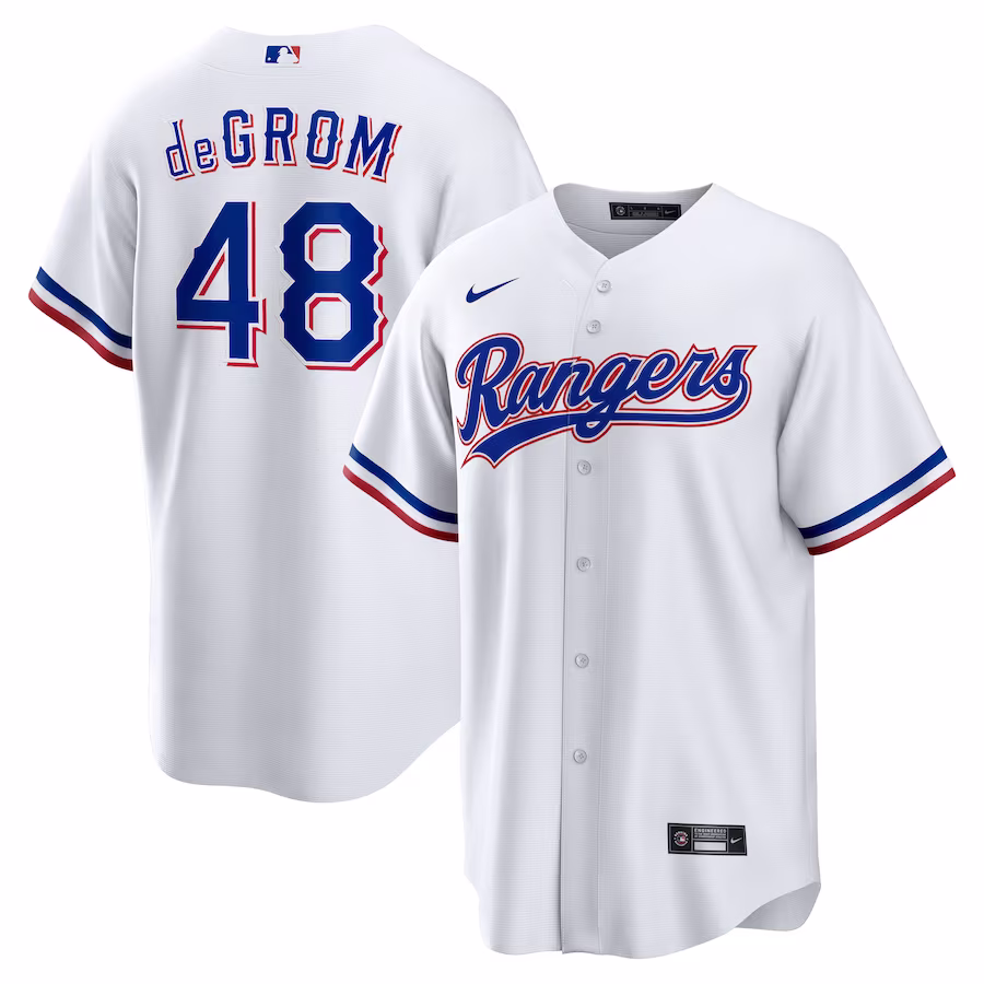 Men's Texas Rangers Jacob deGrom Nike White Home Replica Player Jersey - Ujersey