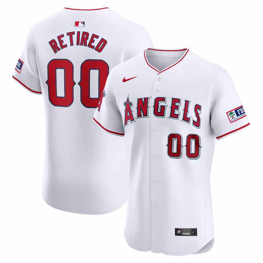Men's Los Angeles Angels Nike White Home Elite Pick-A-Player Retired Roster Patch Jersey - Ujersey