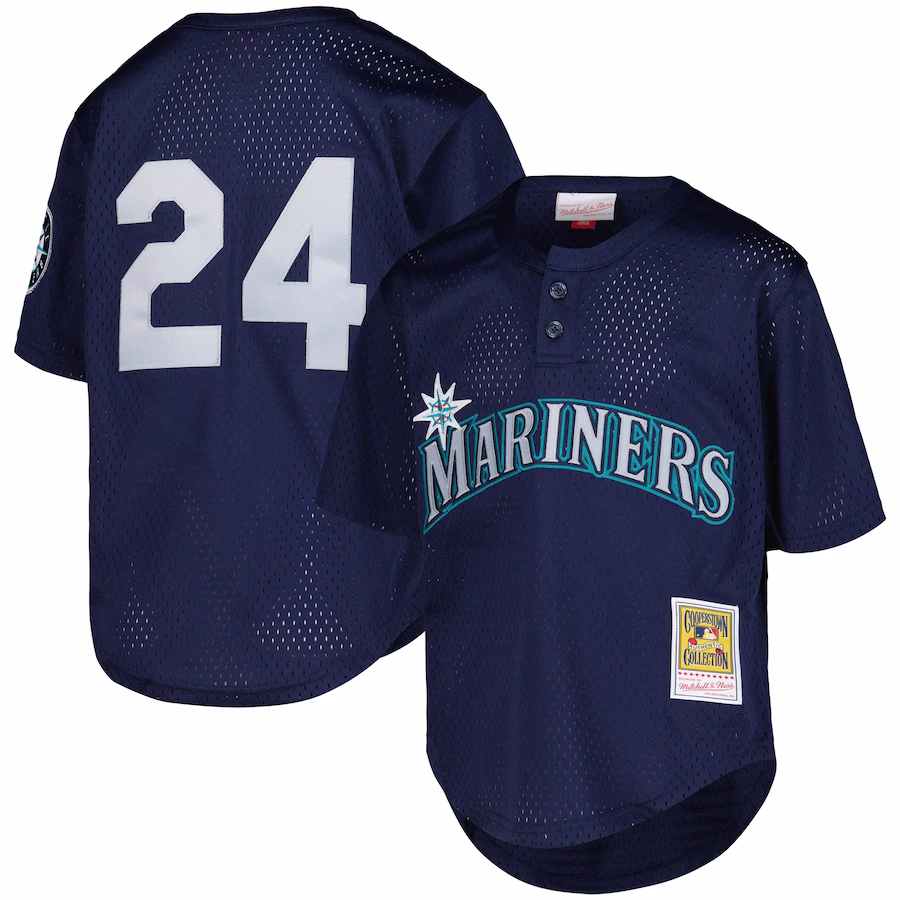 Youth Seattle Mariners Ken Griffey Jr. Mitchell & Ness Navy Cooperstown Collection Mesh Batting Practice Jersey - Ujersey