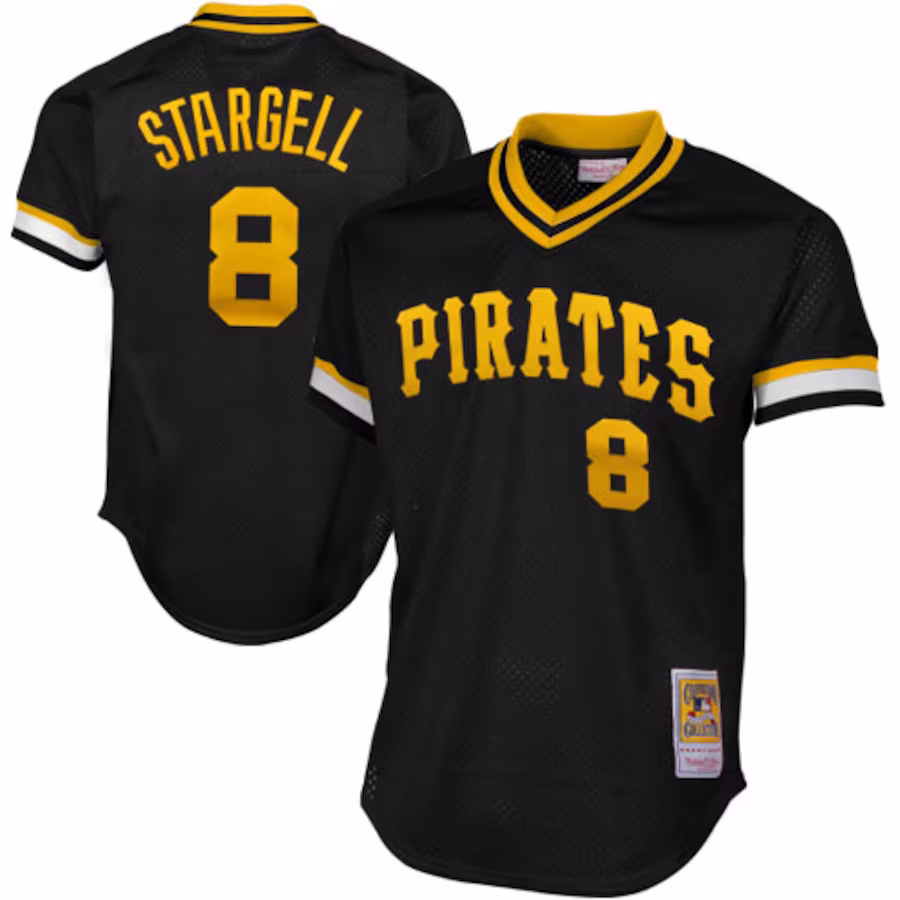 Men's Pittsburgh Pirates Willie Stargell Mitchell & Ness Black 1982 Authentic Cooperstown Collection Mesh Batting Practice Jersey - Ujersey
