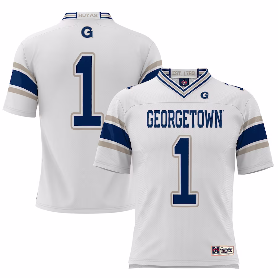 #1 Georgetown Hoyas GameDay Greats Youth Football Jersey – White - Ujersey