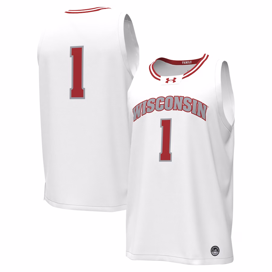 #1 Wisconsin Badgers Under Armour Replica Basketball Jersey - White - Ujersey