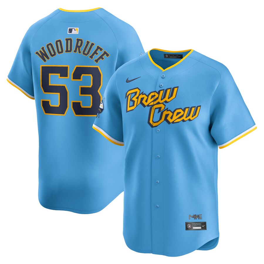 Men's Milwaukee Brewers Brandon Woodruff Nike Powder Blue City Connect Limited Player Jersey - Ujersey