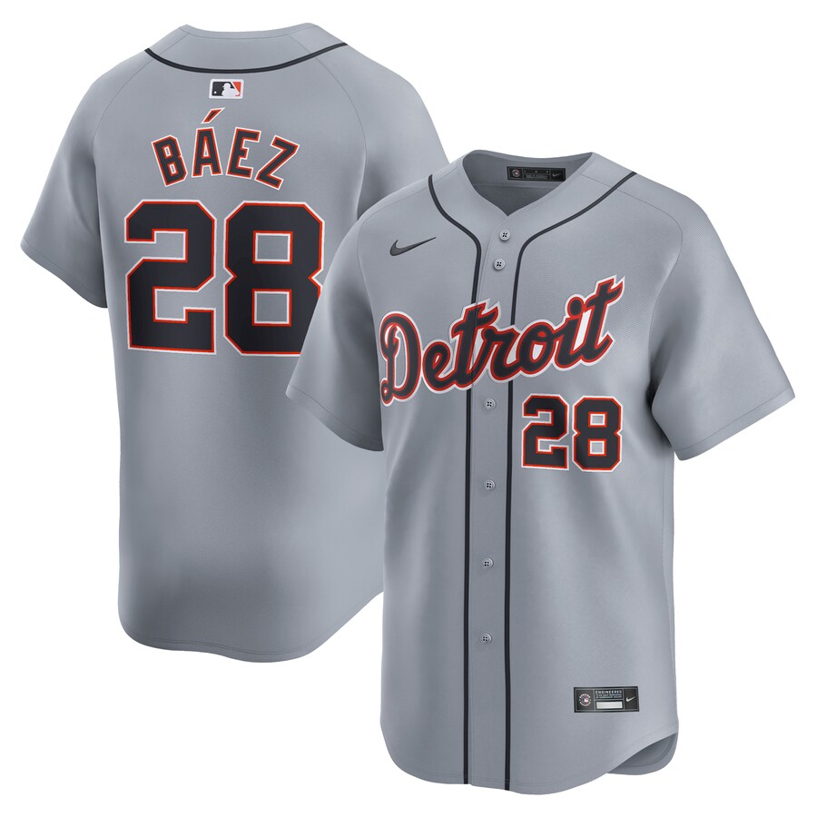 Men's Detroit Tigers Javier Baez Nike Gray Road Limited Player Jersey - Ujersey