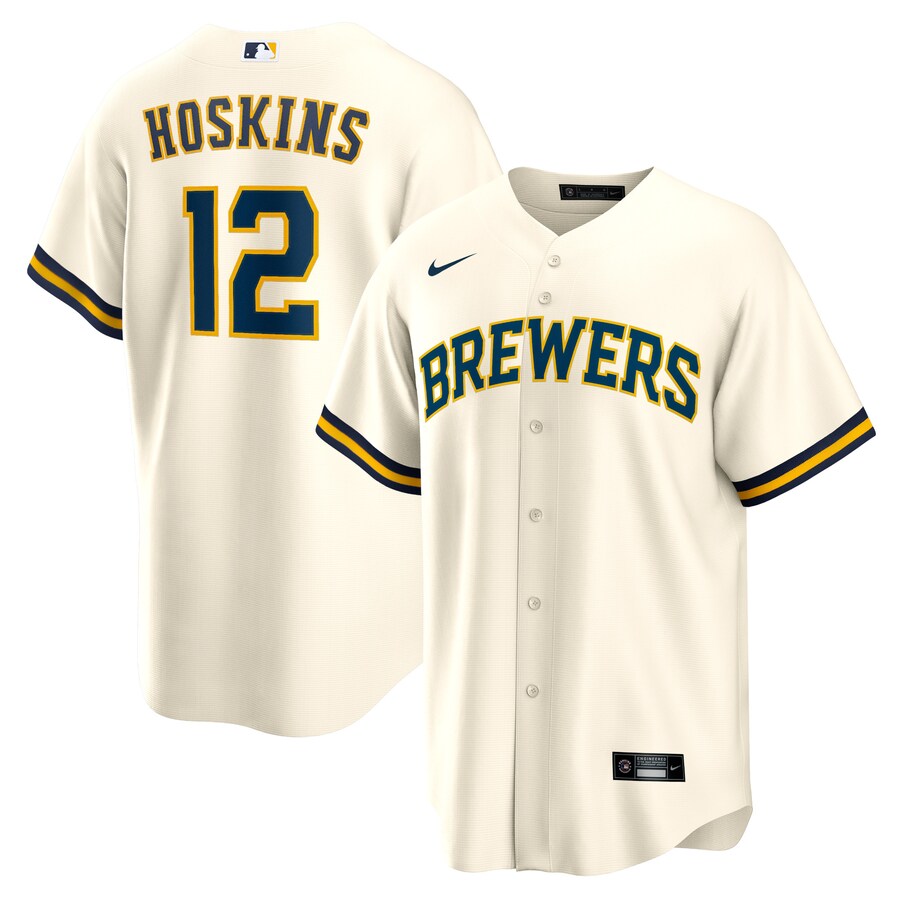Men's Milwaukee Brewers Rhys Hoskins Nike Cream Home Replica Player Jersey - Ujersey