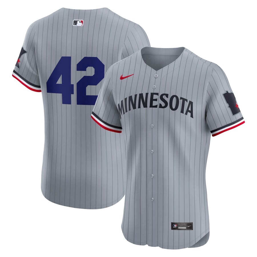 Men's Minnesota Twins Nike Gray Road 2024 Jackie Robinson Day Elite Jersey - Ujersey