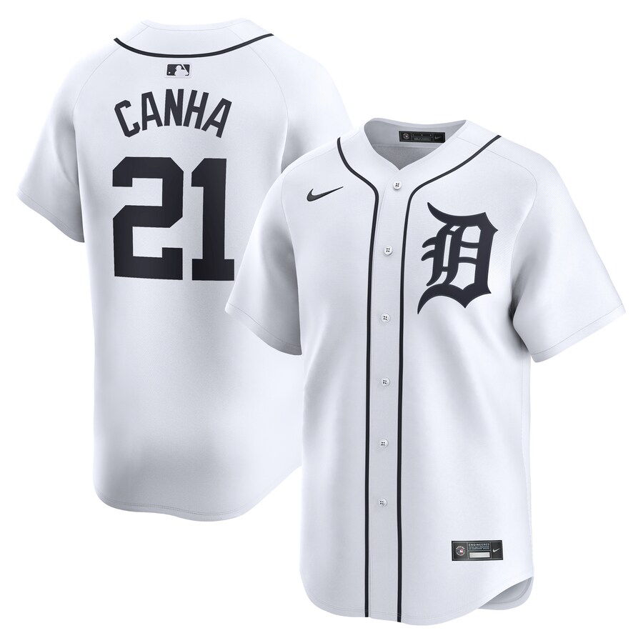 Men's Detroit Tigers Mark Canha Nike White Home Limited Player Jersey - Ujersey