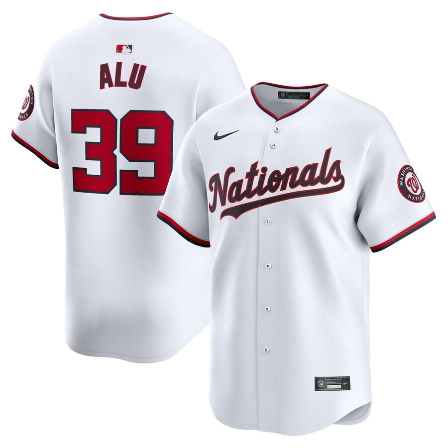 Men's Washington Nationals Jake Alu Nike White Home Limited Player Jersey - Ujersey
