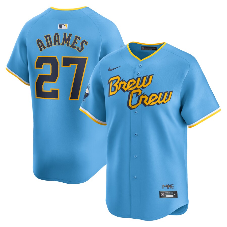 Men's Milwaukee Brewers Willy Adames Nike Powder Blue City Connect Limited Player Jersey - Ujersey