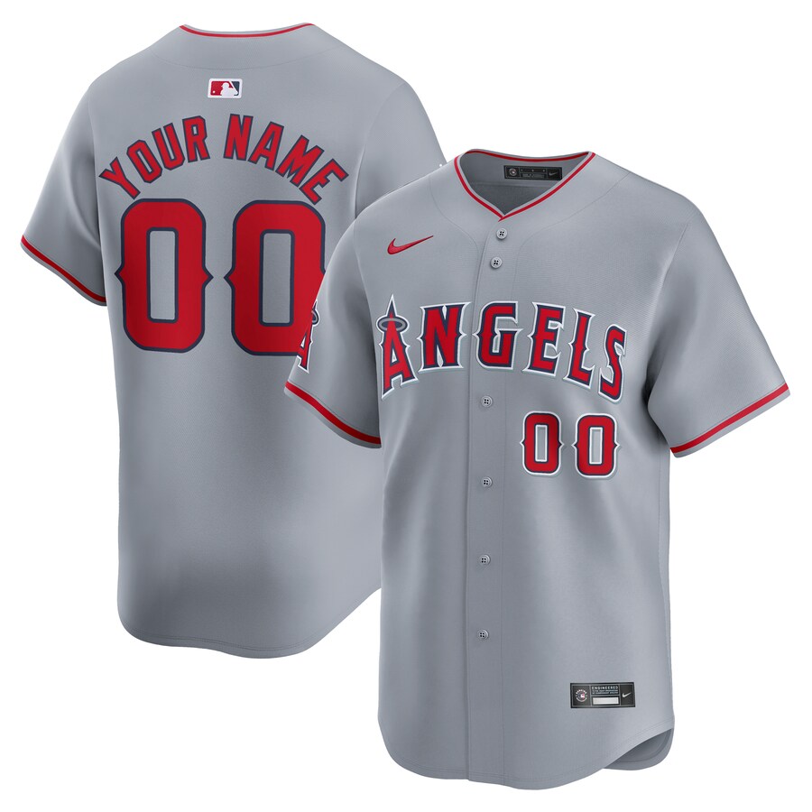 Men's Los Angeles Angels  Nike Gray Away Limited Custom Jersey - Ujersey