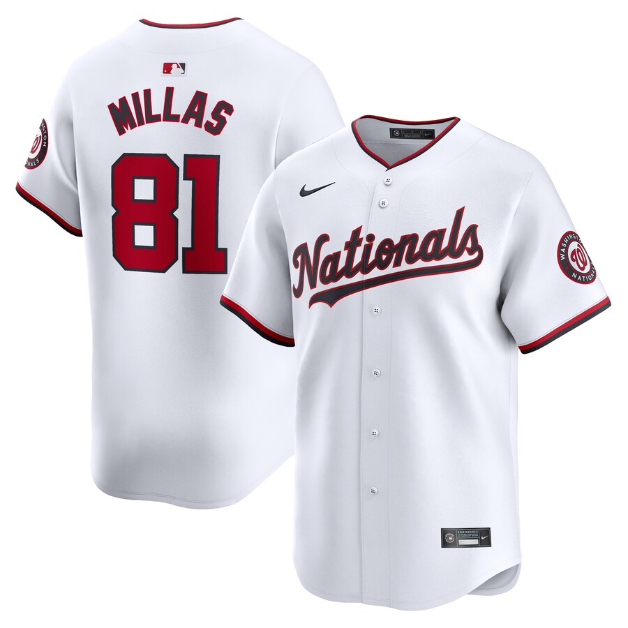 Men's Washington Nationals Drew Millas Nike White Home Limited Player Jersey - Ujersey