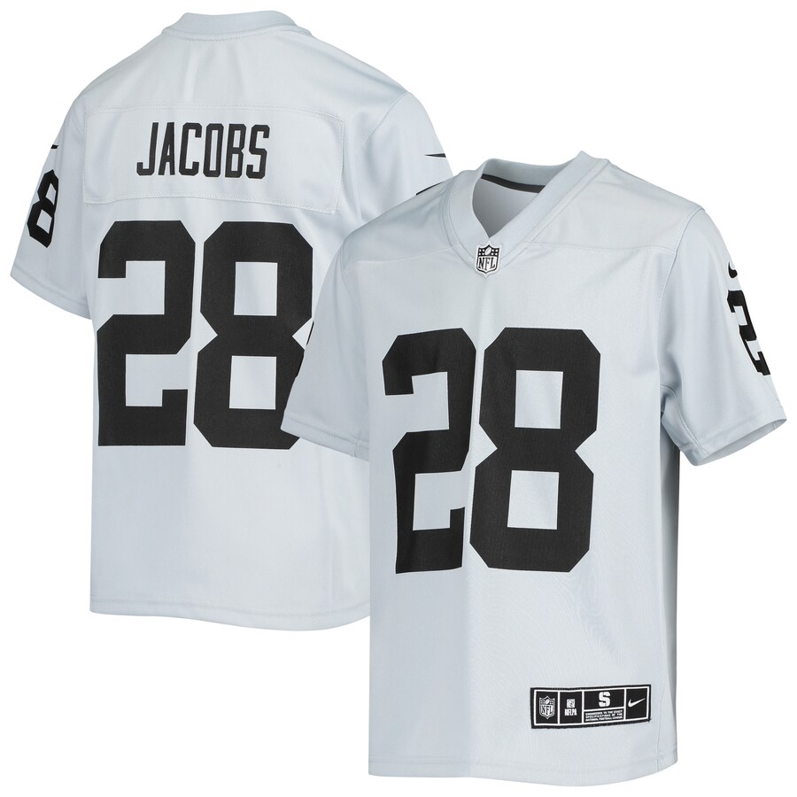Youth Las Vegas Raiders Josh Jacobs Nike Silver Inverted Team Game Jersey - Ujersey