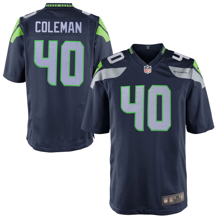 Youth Seattle Seahawks Derrick Coleman Nike College Navy Team Color Game Jersey - Ujersey