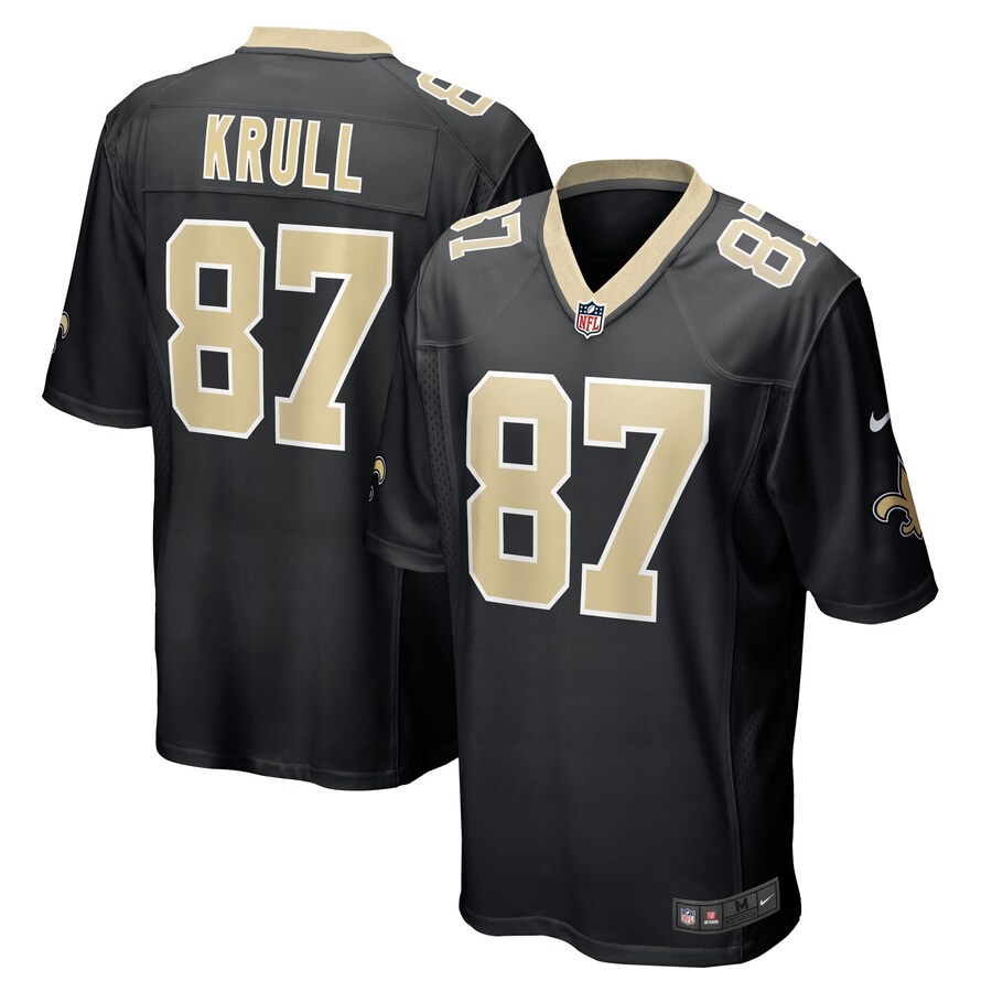 Men's New Orleans Saints Lucas Krull Nike Black Game Player Jersey - Ujersey