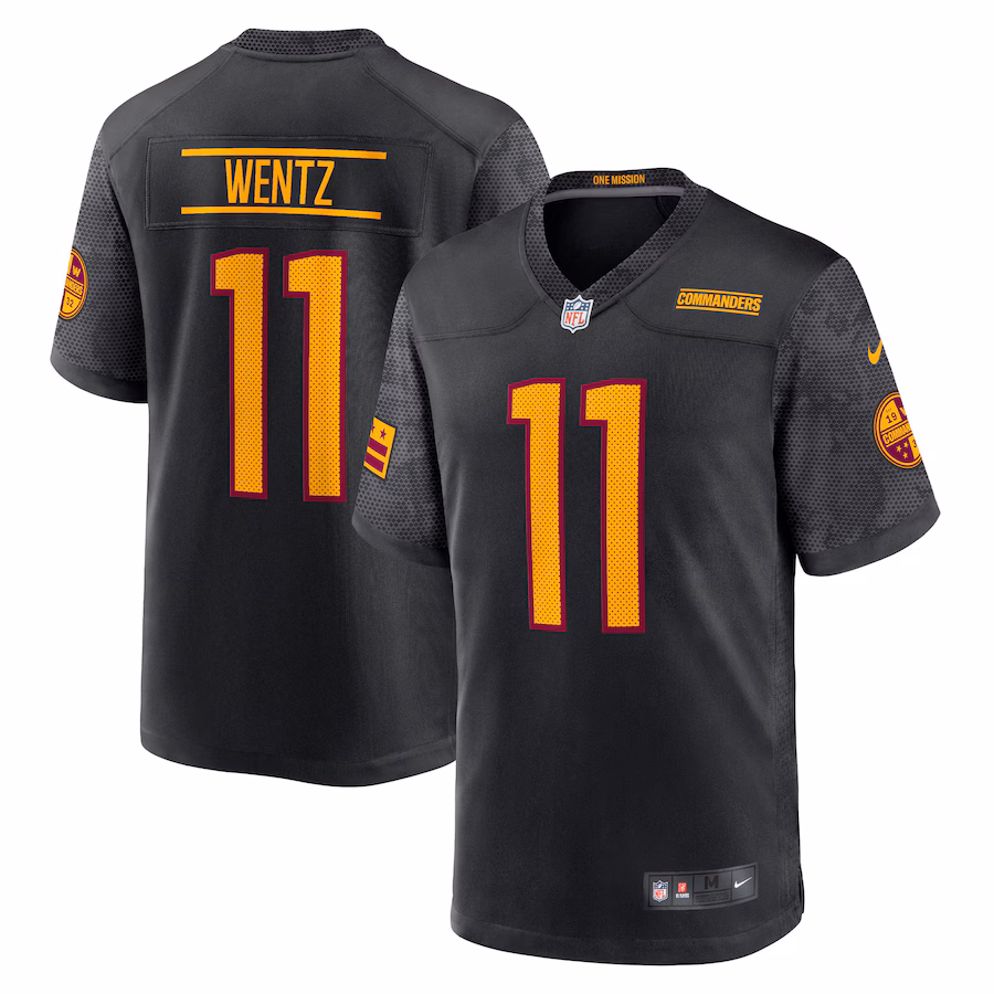 Youth Washington Commanders Carson Wentz Nike Black Alternate Game Jersey - Ujersey