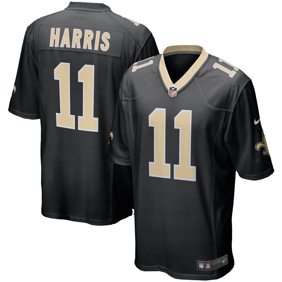 Men's New Orleans Saints Deonte Harris Nike Black Game Player Jersey - Ujersey