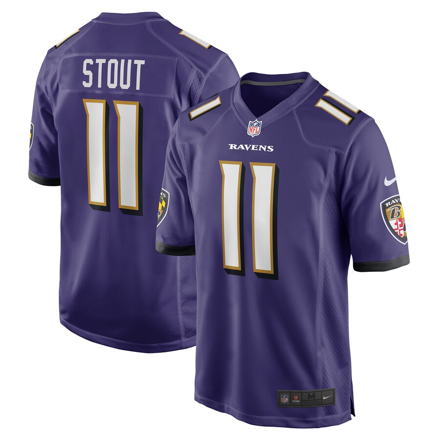 Men's Baltimore Ravens Jordan Stout Nike Purple Player Game Jersey - Ujersey