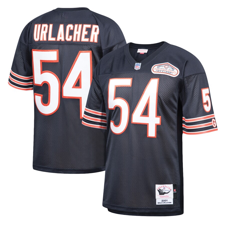 Men's Chicago Bears 2001 Brian Urlacher Mitchell & Ness Navy Authentic Throwback Retired Player Jersey - Ujersey