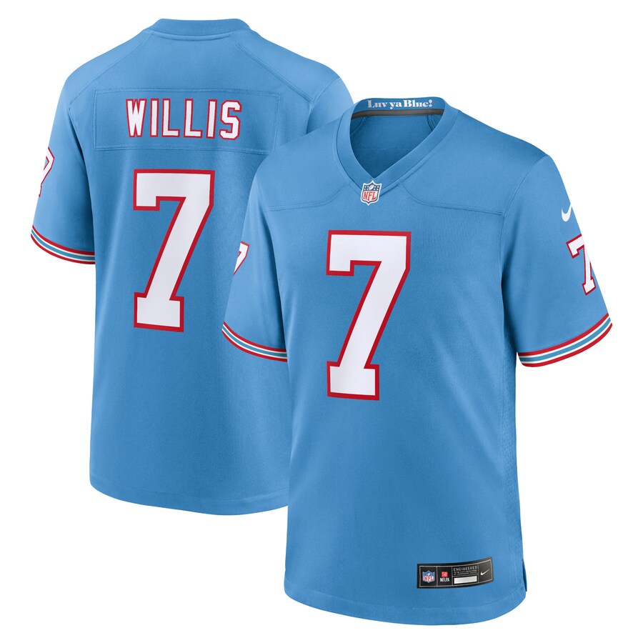 Men's Tennessee Titans Malik Willis Nike Light Blue Oilers Throwback Alternate Game Player Jersey - Ujersey