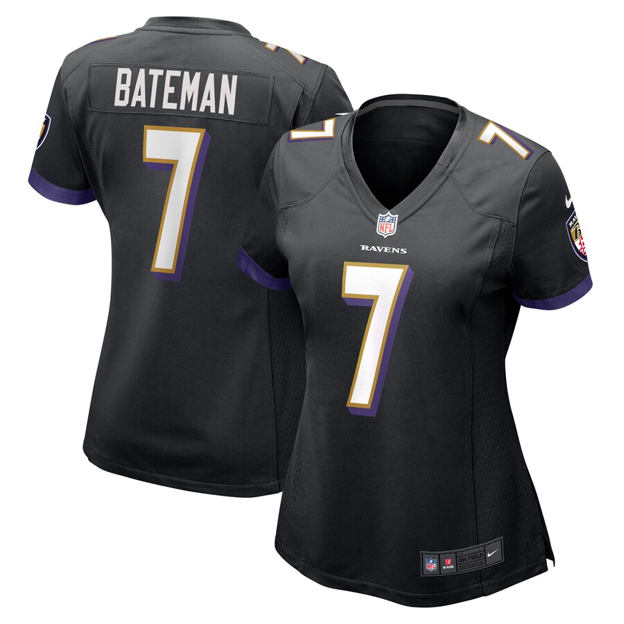 Women's Baltimore Ravens Rashod Bateman Nike Black Game Player Jersey - Ujersey