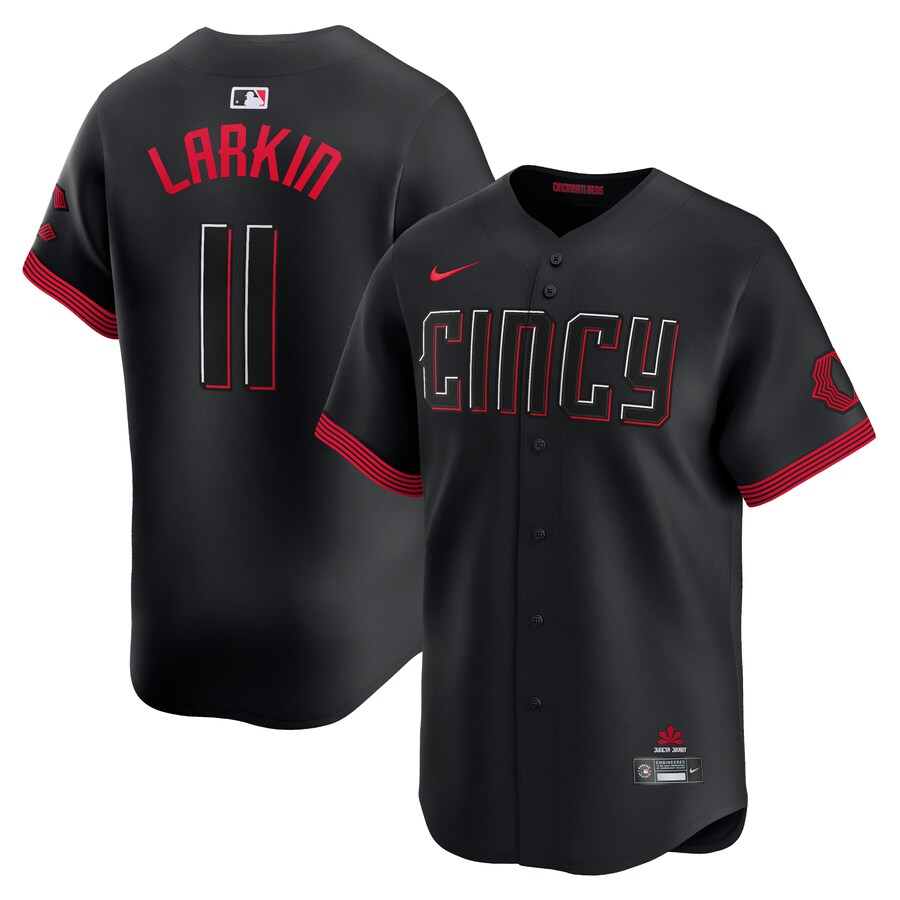 Men's Cincinnati Reds Barry Larkin Nike Black City Connect Limited Player Jersey - Ujersey
