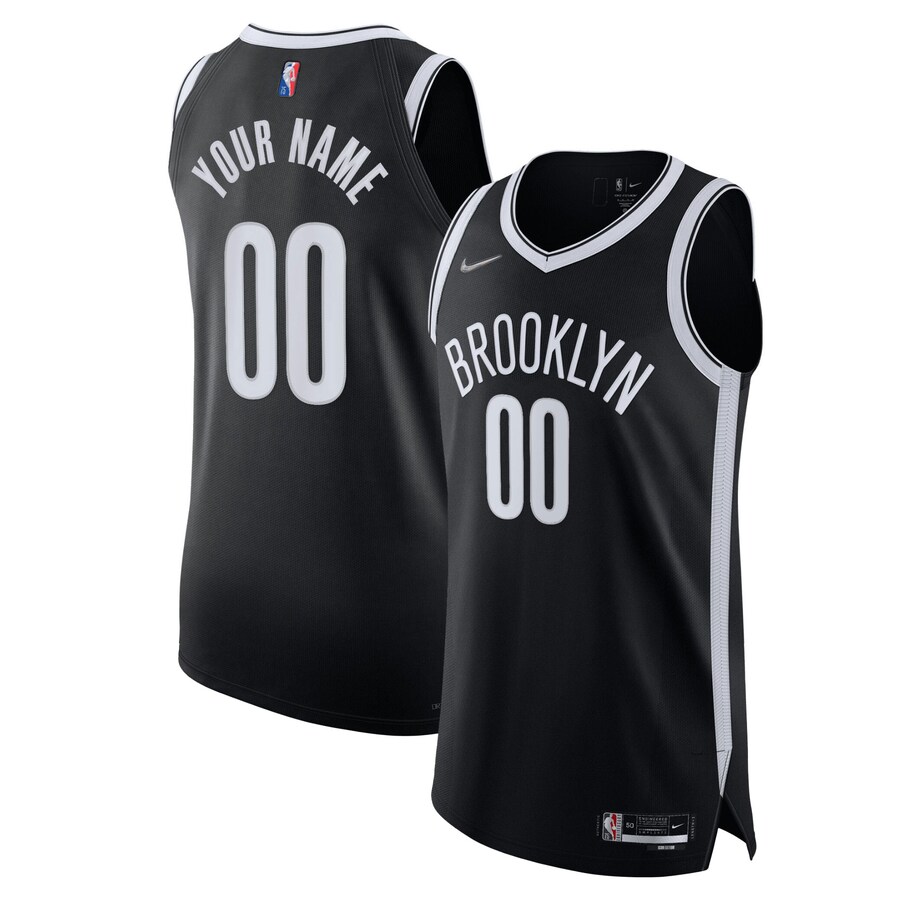 Men's Brooklyn Nets Nike Black 2021/22 Diamond Authentic Custom Jersey - Icon Edition - Ujersey
