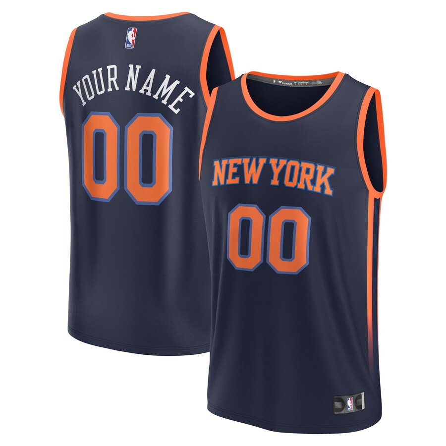 Youth New York Knicks  Fanatics Navy Fast Break Replica Custom Jersey - Statement Edition - Ujersey