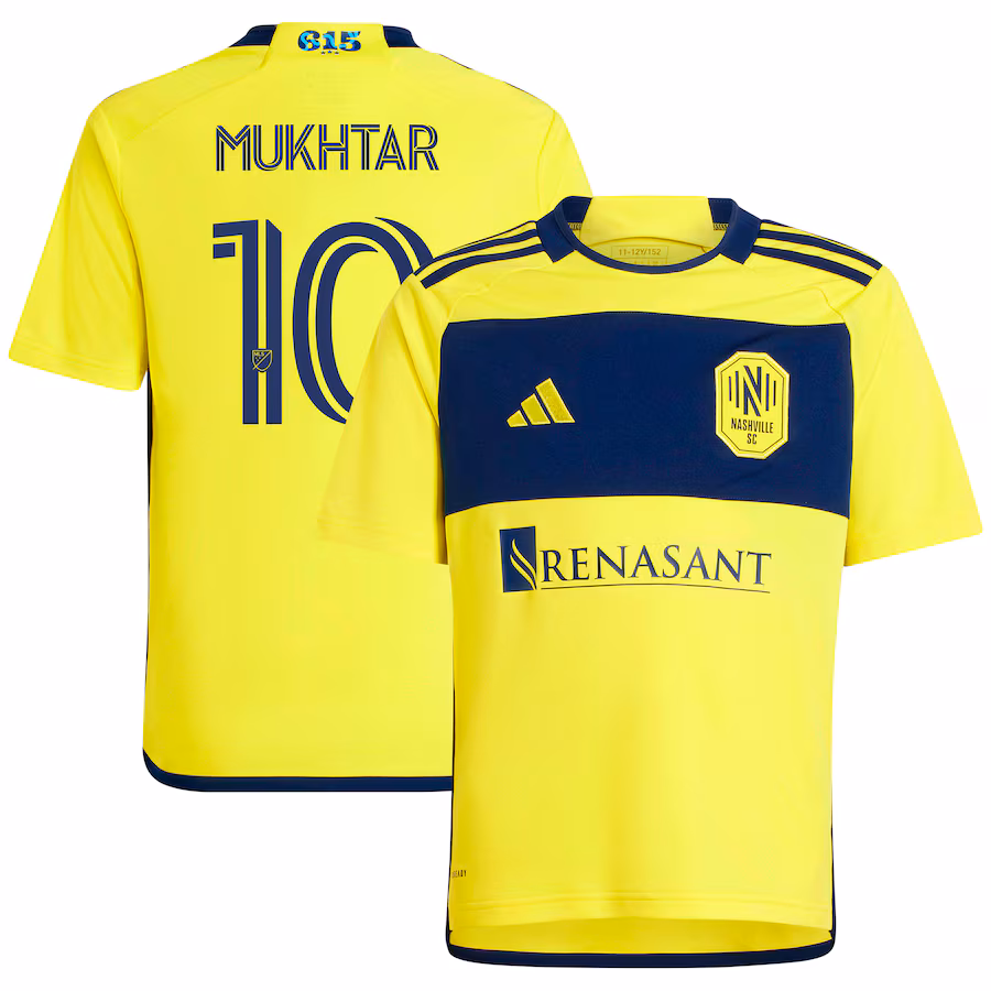 Youth Nashville SC Hany Mukhtar adidas Yellow 2024 The 615 Kit Replica Player Jersey - Ujersey