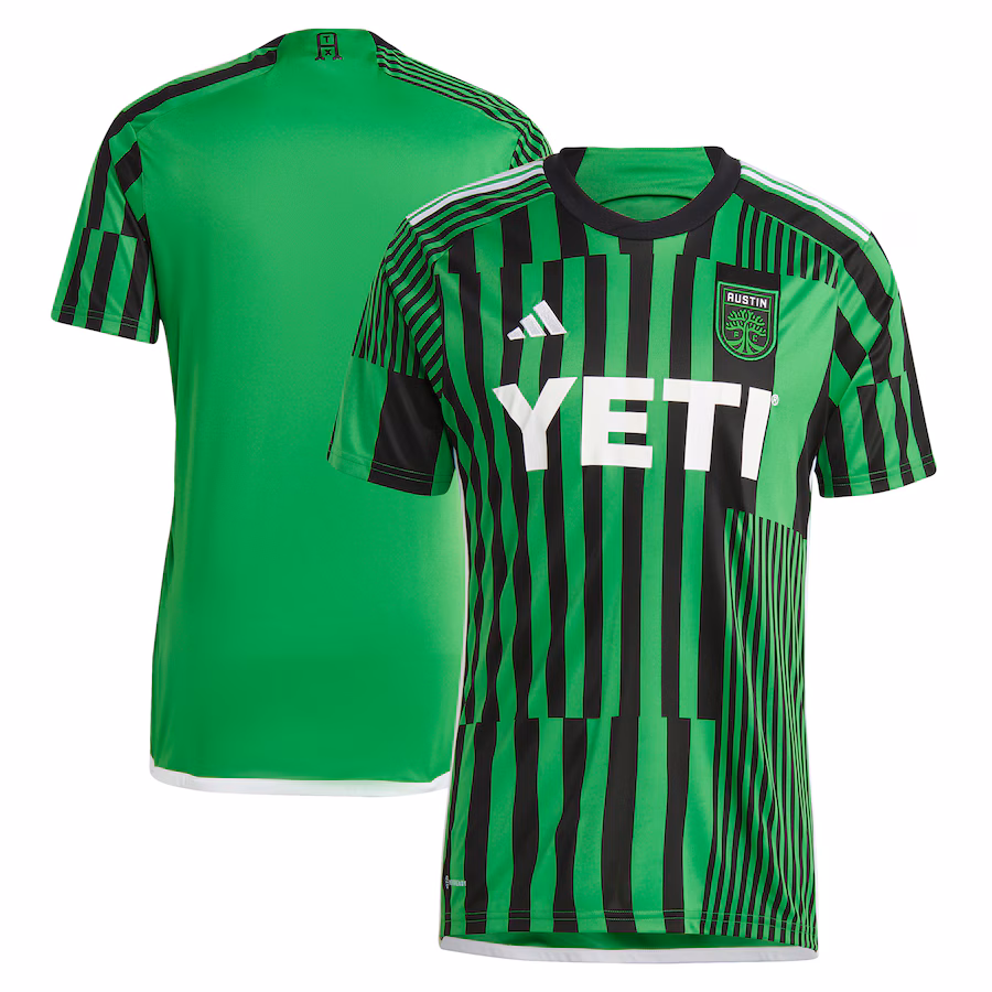 Men's Austin FC adidas Green 2023 Las Voces Kit Replica Jersey - Ujersey