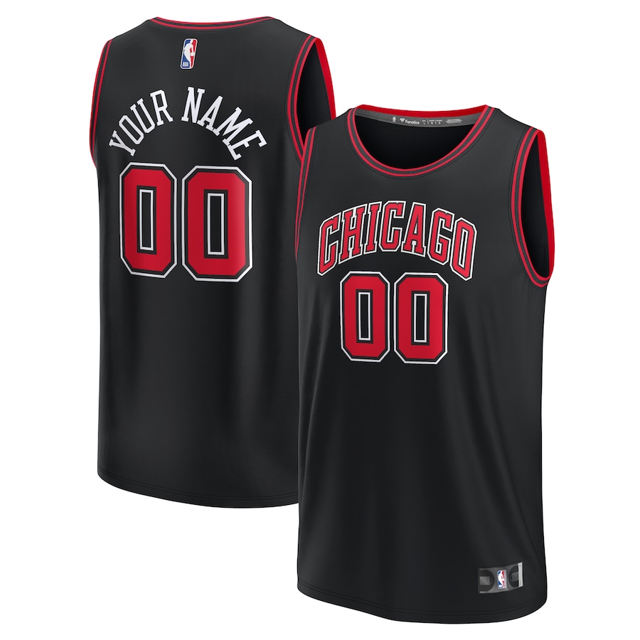 Youth Chicago Bulls  Fanatics Black Fast Break Replica Custom Jersey - Statement Edition - Ujersey