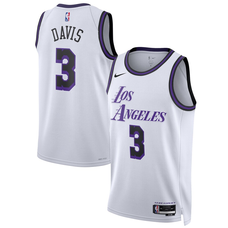 Unisex Los Angeles Lakers Anthony Davis Nike White 2022/23 Swingman Jersey - City Edition - Ujersey