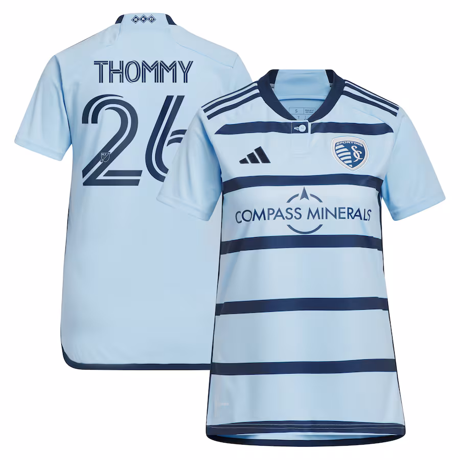 Women's Sporting Kansas City Erik Thommy adidas Light Blue 2024 Hoops 4.0 Replica Player Jersey - Ujersey