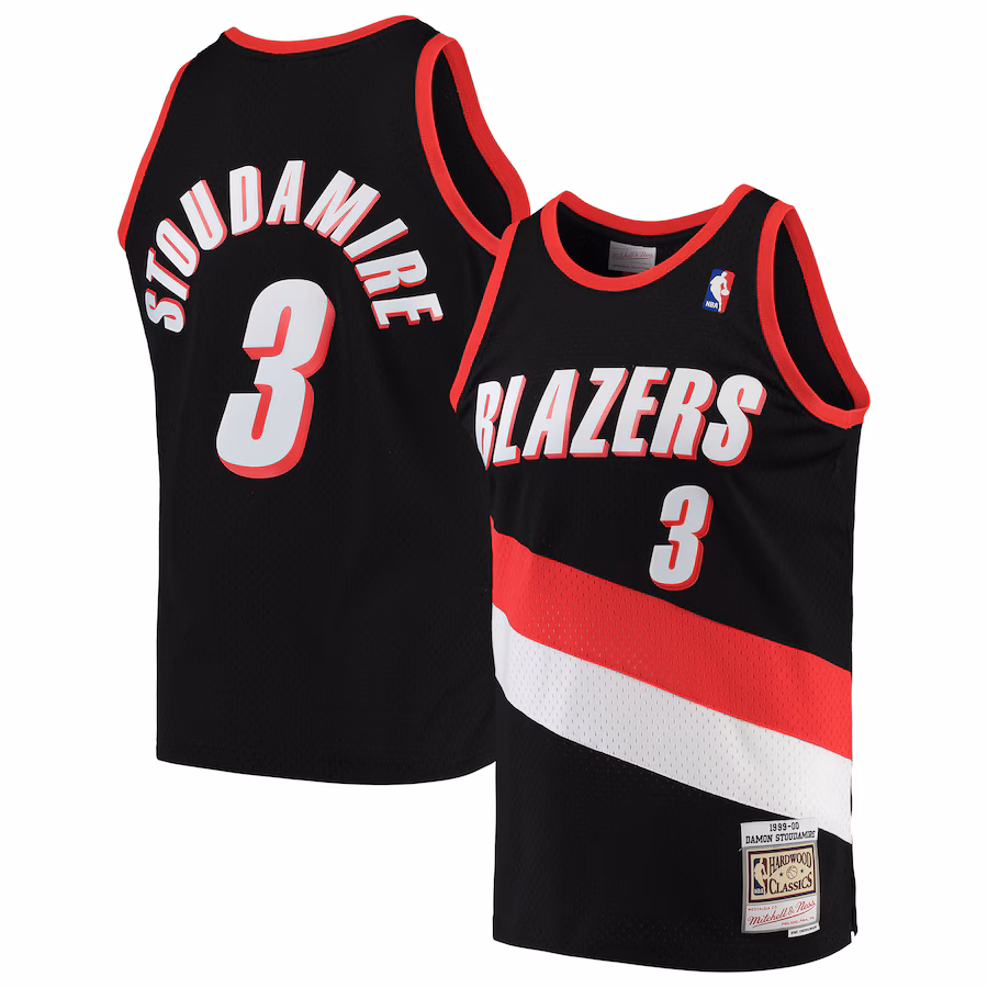 Men's Portland Trail Blazers Damon Stoudamire Mitchell & Ness Black 1999/00 Hardwood Classics Swingman Jersey - Ujersey