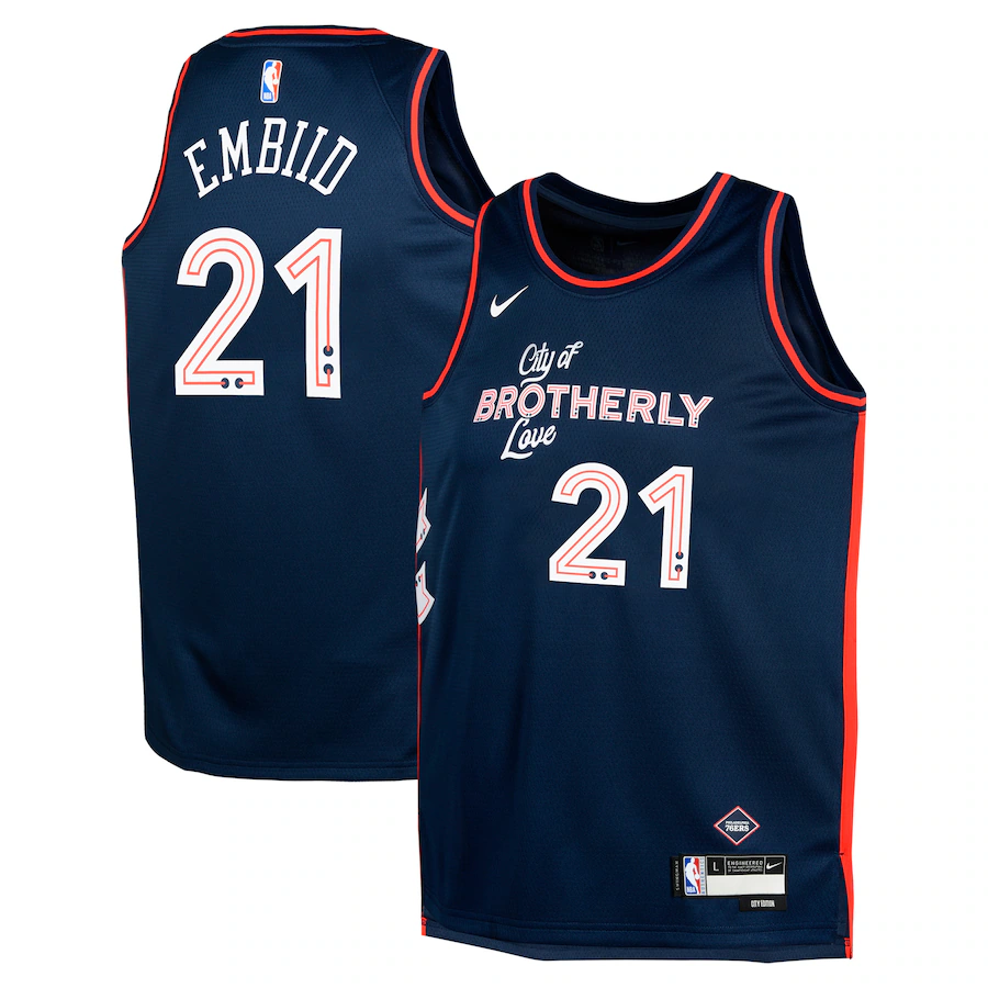 Youth Philadelphia 76ers Joel Embiid Nike Navy  Swingman Replica Jersey - City Edition - Ujersey