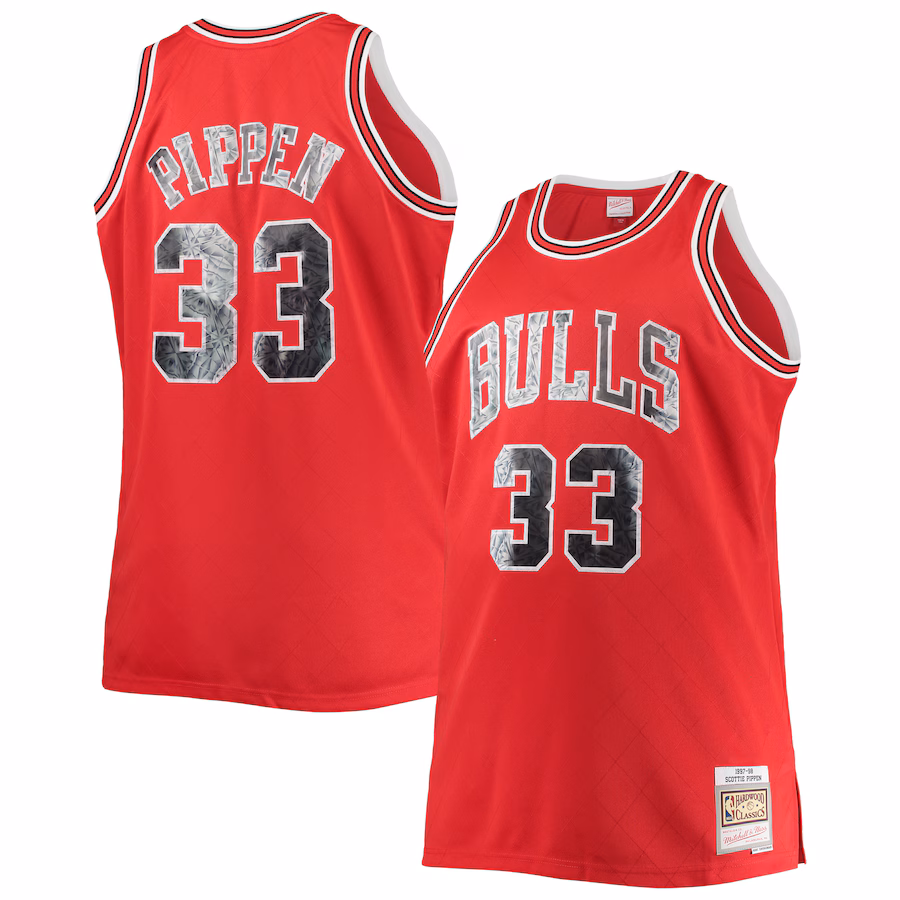 Men's Chicago Bulls Scottie Pippen Mitchell & Ness Red Big & Tall 1997/98 NBA 75th Anniversary Diamond Swingman Jersey - Ujersey
